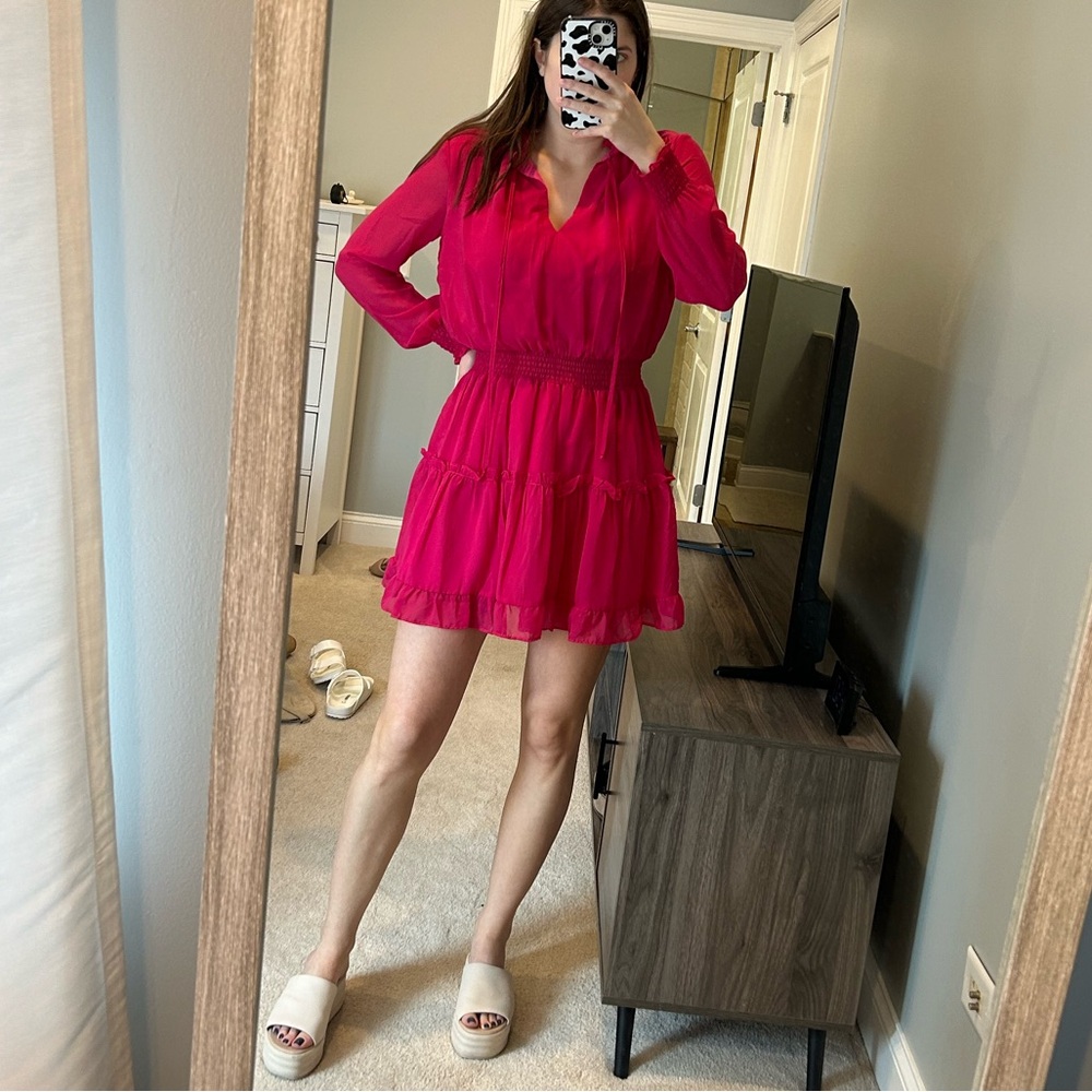 Hot Pink Long Sleeve Dress